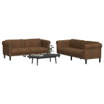 vidaXL Set canapea 2 piese, maro, catifea