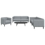 vidaXL Set de canapele, 3 piese, gri deschis, textil vidaXL Set de canapele, 3 piese, gri deschis, textil