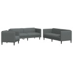 vidaXL Set de canapele, 3 piese, gri închis, textil vidaXL Set de canapele, 3 piese, gri închis, textil
