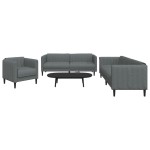 vidaXL Set de canapele, 3 piese, gri închis, textil vidaXL Set de canapele, 3 piese, gri închis, textil