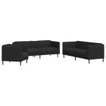 vidaXL Set de canapele, 3 piese, negru, textil vidaXL Set de canapele, 3 piese, negru, textil