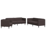 vidaXL Set canapele, 3 piese, maro închis, material textil vidaXL Set canapele, 3 piese, maro închis, material textil