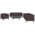 vidaXL Set canapele, 3 piese, maro închis, material textil vidaXL Set canapele, 3 piese, maro închis, material textil