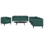 vidaXL Set canapele, 3 piese, verde închis, material textil vidaXL Set canapele, 3 piese, verde închis, material textil