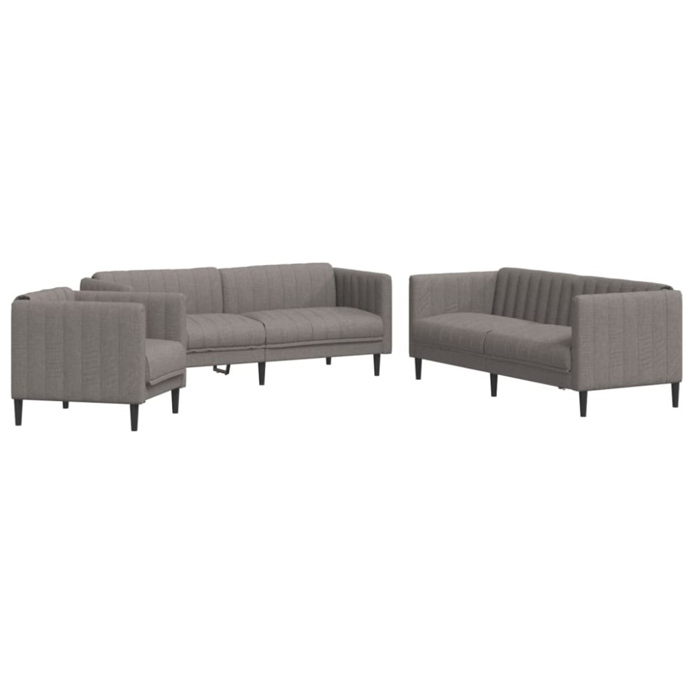vidaXL Set de canapele, 3 piese, gri taupe, textil