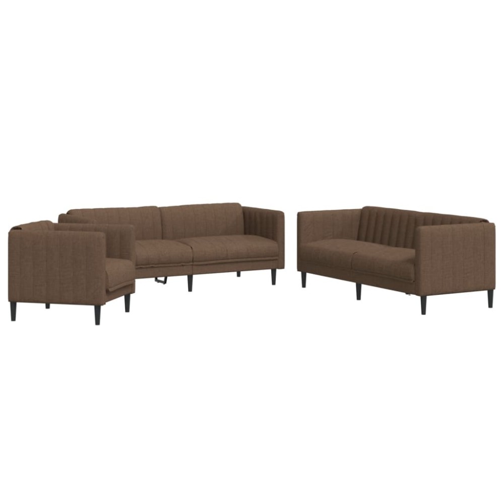 vidaXL Set de canapele, 3 piese, maro, textil