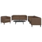 vidaXL Set de canapele, 3 piese, maro, textil vidaXL Set de canapele, 3 piese, maro, textil