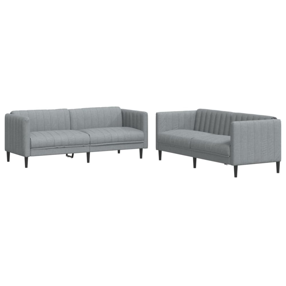 vidaXL Set de canapele, 2 piese, gri deschis, material textil