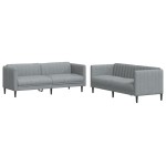 vidaXL Set de canapele, 2 piese, gri deschis, material textil vidaXL Set de canapele, 2 piese, gri deschis, material textil