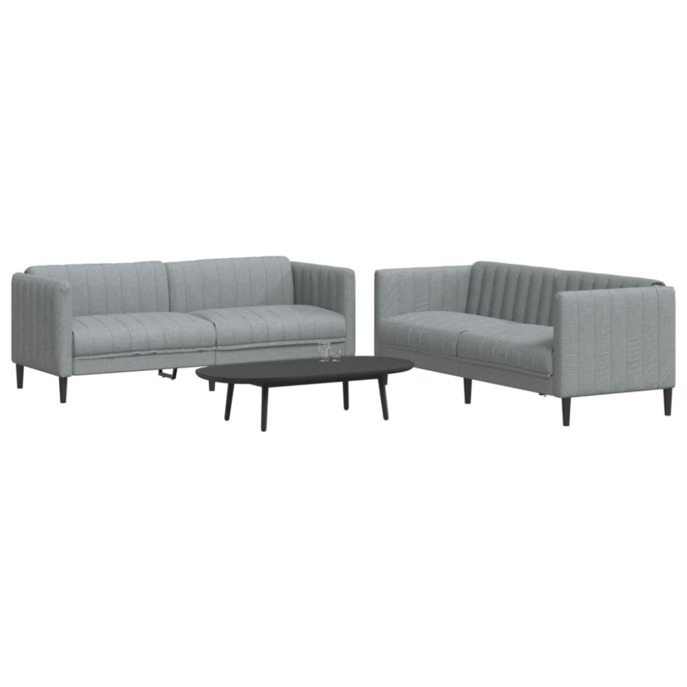 vidaXL Set de canapele, 2 piese, gri deschis, material textil