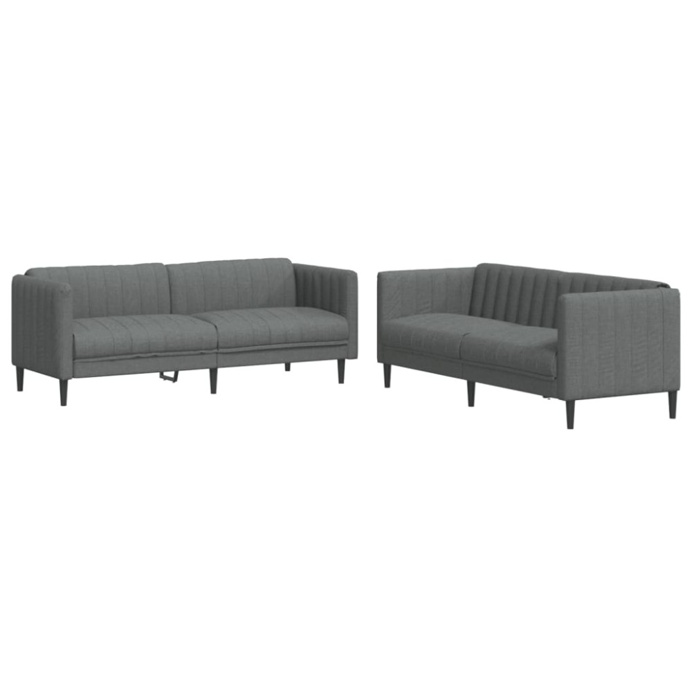 vidaXL Set de canapele, 2 piese, gri închis, material textil