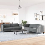 vidaXL Set de canapele, 2 piese, gri închis, material textil