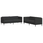 vidaXL Set de canapele, 2 piese, negru, material textil vidaXL Set de canapele, 2 piese, negru, material textil
