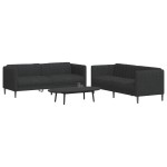 vidaXL Set de canapele, 2 piese, negru, material textil vidaXL Set de canapele, 2 piese, negru, material textil