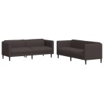 vidaXL Set canapele, 2 piese, maro închis, material textil