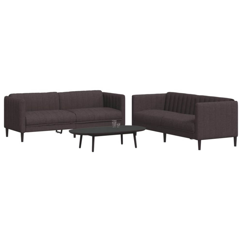 vidaXL Set canapele, 2 piese, maro închis, material textil