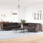 vidaXL Set canapele, 2 piese, maro închis, material textil