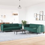 vidaXL Set canapele, 2 piese, verde închis, material textil vidaXL Set canapele, 2 piese, verde închis, material textil