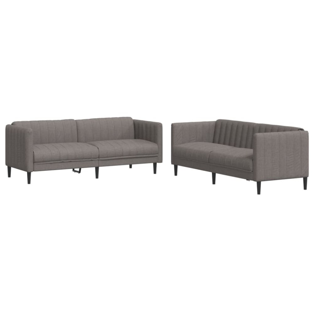 vidaXL Set de canapele, 2 piese, gri taupe, material