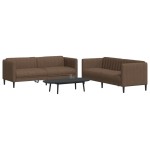 vidaXL Set de canapele, 2 piese, maro, textil vidaXL Set de canapele, 2 piese, maro, textil