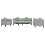vidaXL Set de canapele, 3 piese, cu perne, gri deschis, catifea vidaXL Set de canapele, 3 piese, cu perne, gri deschis, catifea