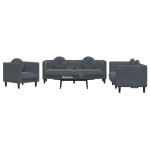 vidaXL Set canapea cu perne, 3 piese, gri închis, catifea