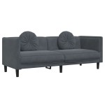 vidaXL Set canapea cu perne, 3 piese, gri închis, catifea