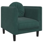 vidaXL Set canapea cu perne, 3 piese, verde închis, catifea