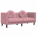 vidaXL Set canapea cu perne, 3 piese, roz, catifea