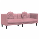 vidaXL Set canapea cu perne, 3 piese, roz, catifea