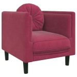 vidaXL Set canapele cu perne, 3 piese, roșu vin, catifea vidaXL Set canapele cu perne, 3 piese, roșu vin, catifea