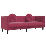 vidaXL Set canapele cu perne, 3 piese, roșu vin, catifea vidaXL Set canapele cu perne, 3 piese, roșu vin, catifea