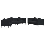 vidaXL Set de canapele cu perne, 3 piese, negru, catifea vidaXL Set de canapele cu perne, 3 piese, negru, catifea