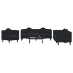 vidaXL Set de canapele cu perne, 3 piese, negru, catifea vidaXL Set de canapele cu perne, 3 piese, negru, catifea