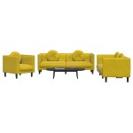 vidaXL Set de canapele cu perne, 3 piese, galben, catifea vidaXL Set de canapele cu perne, 3 piese, galben, catifea