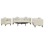 vidaXL Set de canapele cu perne, 3 piese, crem, catifea vidaXL Set de canapele cu perne, 3 piese, crem, catifea