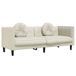 vidaXL Set de canapele cu perne, 3 piese, crem, catifea vidaXL Set de canapele cu perne, 3 piese, crem, catifea