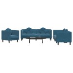 vidaXL Set de canapele cu perne, 3 piese, albastru, catifea vidaXL Set de canapele cu perne, 3 piese, albastru, catifea