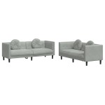 vidaXL Set canapea cu perne, 2 piese, gri deschis, catifea