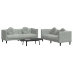 vidaXL Set canapea cu perne, 2 piese, gri deschis, catifea