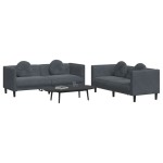 vidaXL Set canapea cu perne, 2 piese, gri închis, catifea