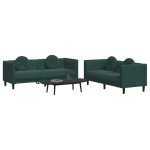 vidaXL Set canapea cu perne, 2 piese, verde închis, catifea