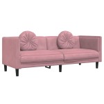 vidaXL Set canapea cu perne, 2 piese, roz, catifea