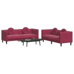 vidaXL Set canapele cu perne, 2 piese, roșu vin, catifea
