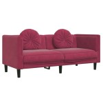 vidaXL Set canapele cu perne, 2 piese, roșu vin, catifea