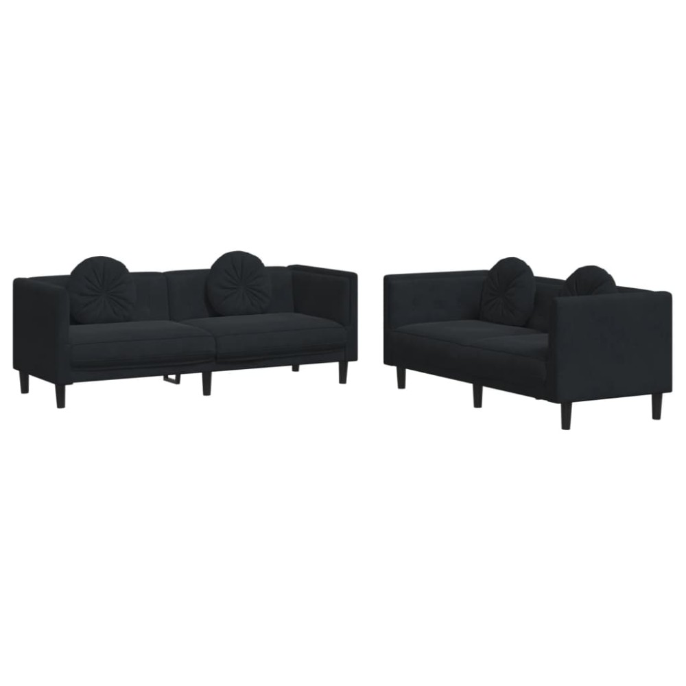 vidaXL Set canapea cu perne, 2 piese, roz, catifea