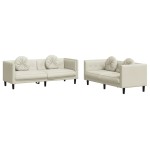 vidaXL Set de canapele cu perne, 2 piese, crem, catifea