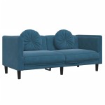 vidaXL Set de canapele cu perne, 2 piese, albastru, catifea