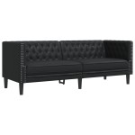 vidaXL Set canapele Chesterfield cu 3 locuri, negru, piele eco. vidaXL Set canapele Chesterfield cu 3 locuri, negru, piele eco.