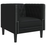 vidaXL Set canapele Chesterfield cu 3 locuri, negru, piele eco. vidaXL Set canapele Chesterfield cu 3 locuri, negru, piele eco.